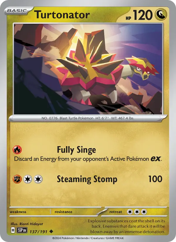 Turtonator Reverse Holo 137/191 Surging Sparks Pokémon Card