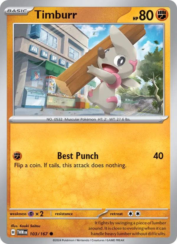 Timburr Normal 103/167 Twilight Masquerade Pokémon Card