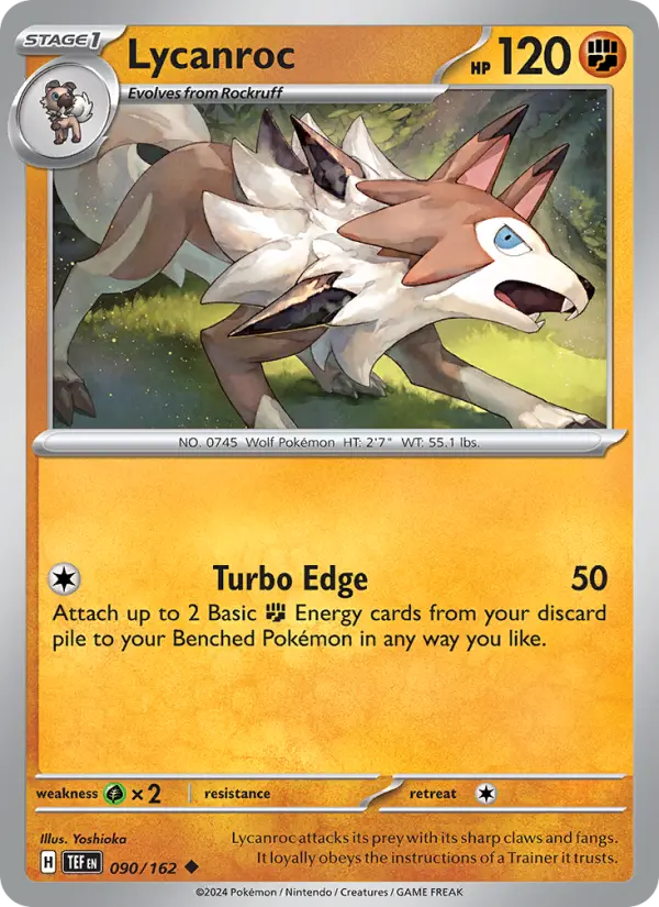 Lycanroc Reverse Holo 090/162 Temporal Forces Pokémon Card