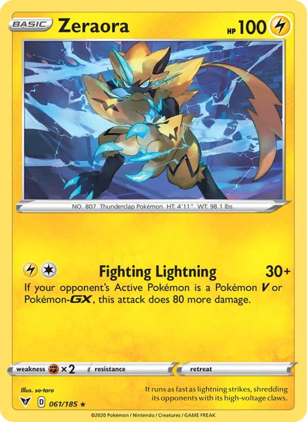Zeraora Reverse Holo 061/185 Vivid Voltage Pokémon Card