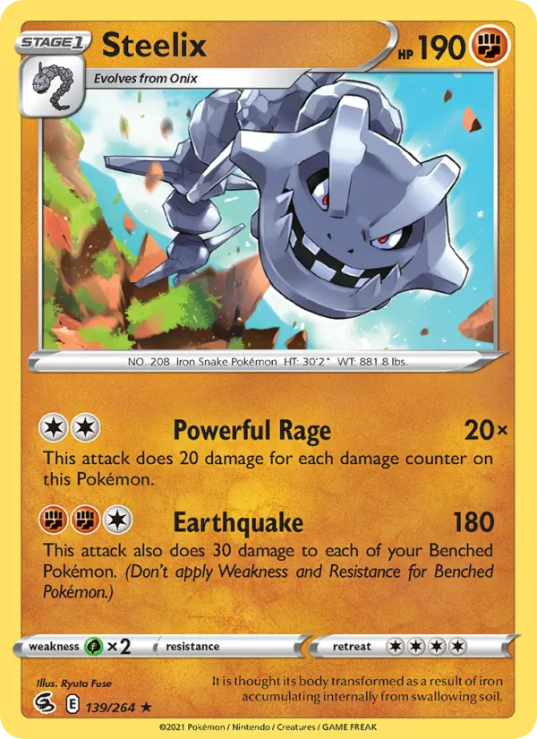 Steelix Reverse Holo 139/264 Fusion Strike Pokémon Card