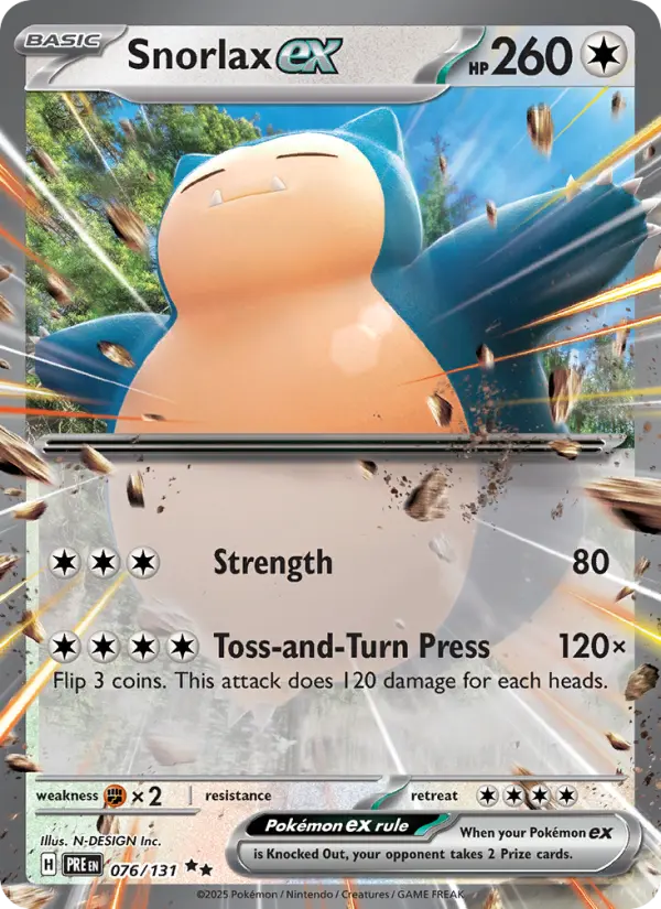 Snorlax ex Holo 076/131 Prismatic Evolutions Pokémon Card