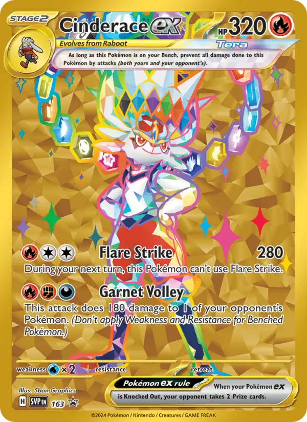 Cinderace ex Non-Foil 163/225 SVP Black Star Promos Pokémon Card