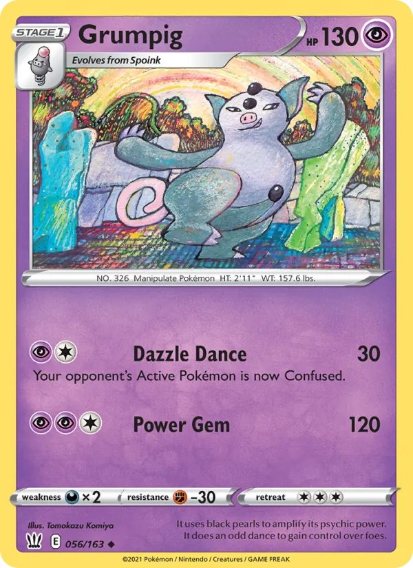 Grumpig Reverse Holo 056/163 Battle Styles Pokémon Card