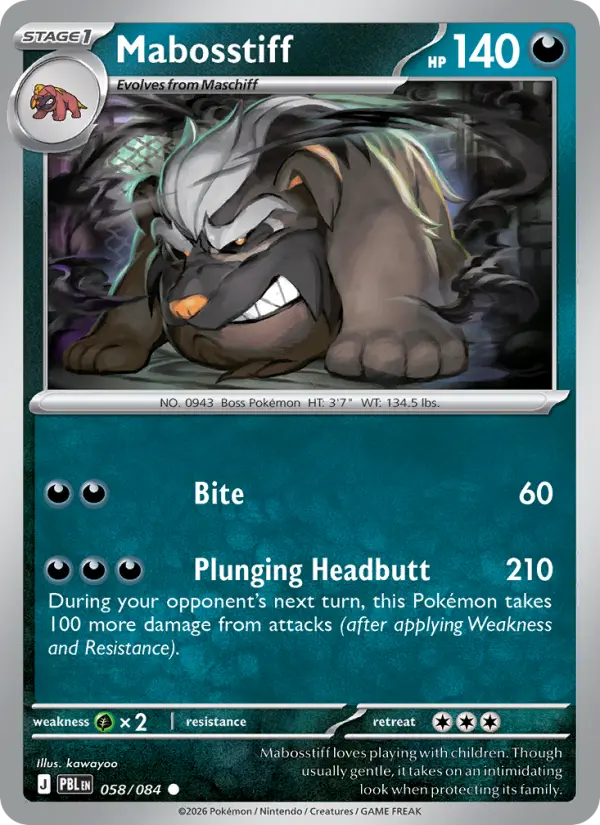 Mabosstiff Reverse Holo 058/84 Pitch Black Pokémon Card