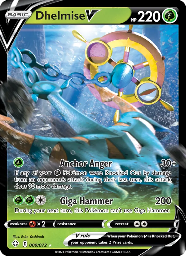 Dhelmise V Holo 009/72 Shining Fates Pokémon Card