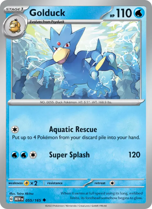 Golduck Reverse Holo 055/165 151 Pokémon Card