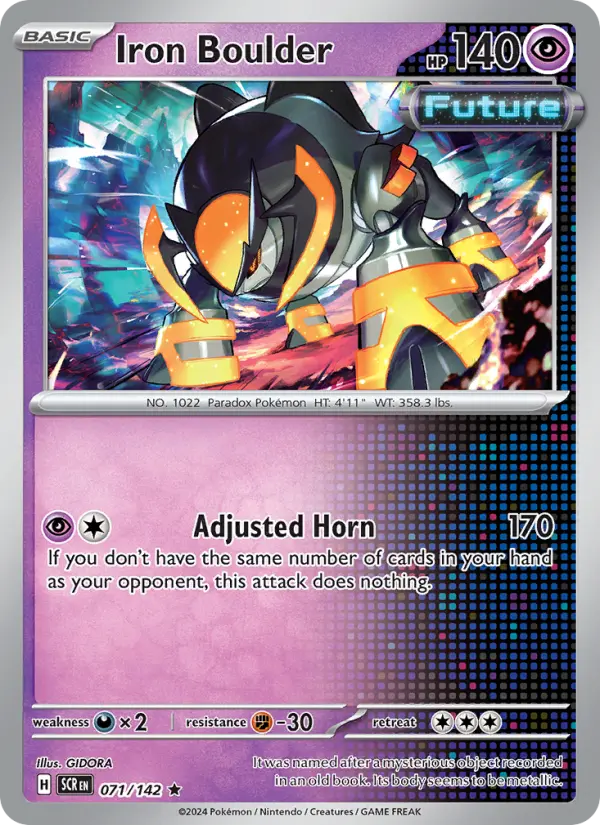 Iron Boulder Reverse Holo 071/142 Stellar Crown Pokémon Card