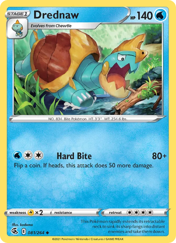 Drednaw Reverse Holo 081/264 Fusion Strike Pokémon Card