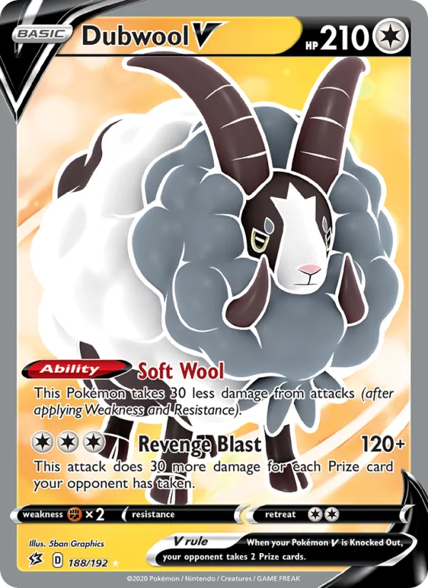 Dubwool V Holo 188/192 Rebel Clash Pokémon Card