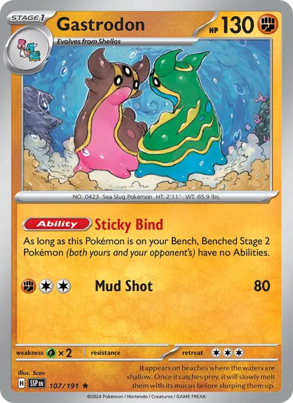 Gastrodon Reverse Holo 107/191 Surging Sparks Pokémon Card