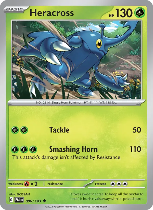 Heracross Non-Foil 006/193 Paldea Evolved Pokémon Card