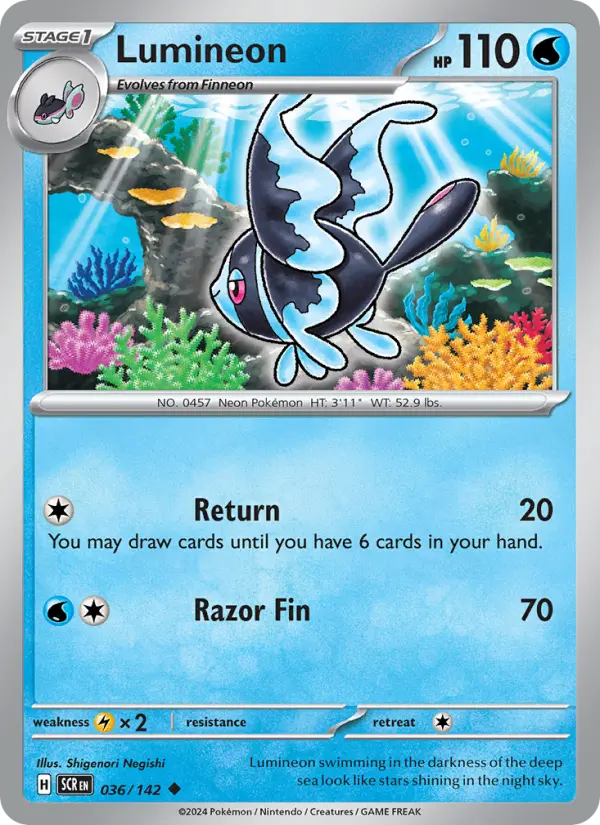 Lumineon Reverse Holo 036/142 Stellar Crown Pokémon Card
