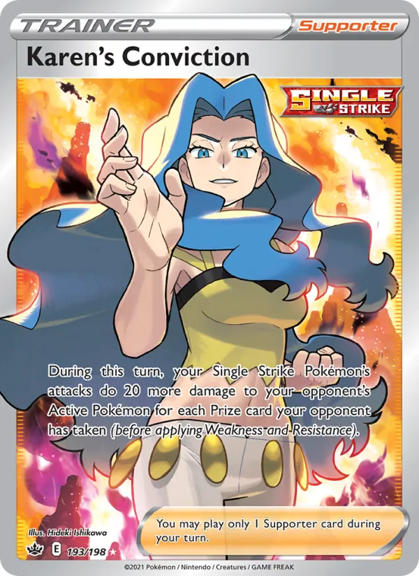 Karen's Conviction Holo 193/198 Chilling Reign Pokémon Card
