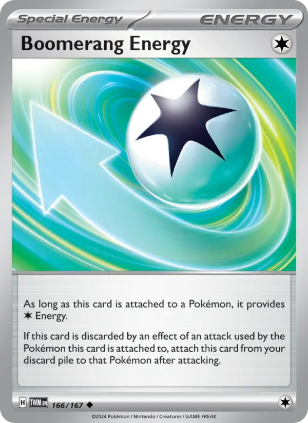 Boomerang Energy Reverse Holo 166/167 Twilight Masquerade Pokémon Card