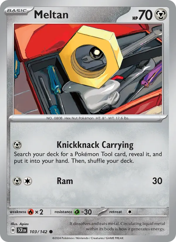 Meltan Reverse Holo 103/142 Stellar Crown Pokémon Card