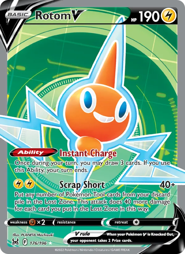 Rotom V Holo 176/196 Lost Origin Pokémon Card