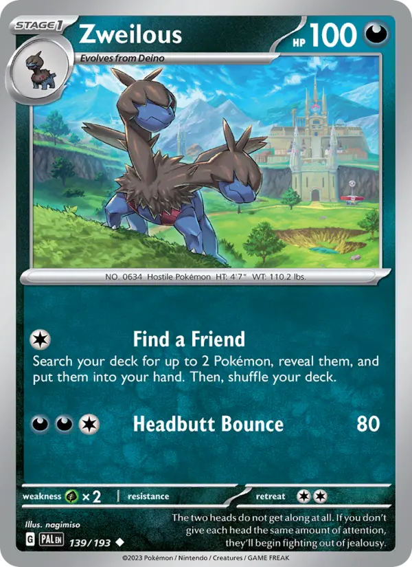 Zweilous Non-Foil 139/193 Paldea Evolved Pokémon Card
