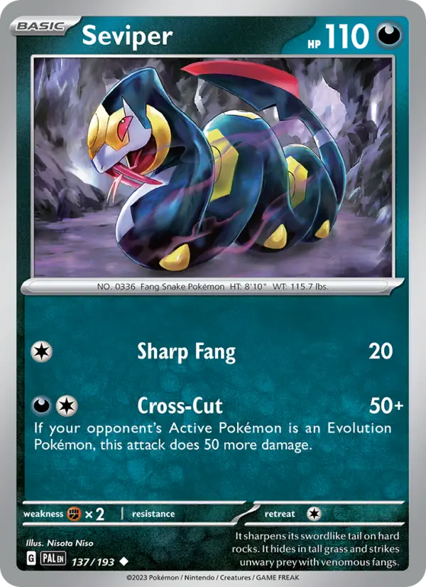 Seviper Non-Foil 137/193 Paldea Evolved Pokémon Card