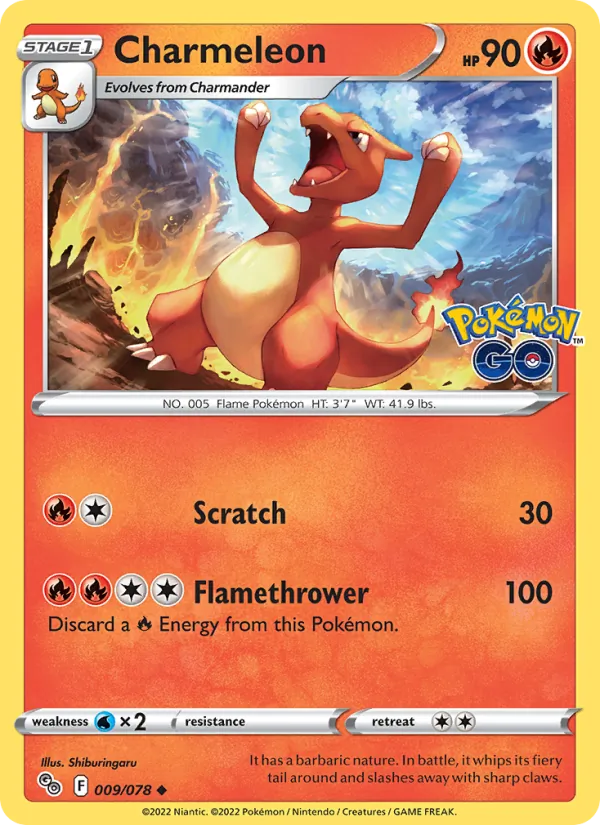 Charmeleon Reverse Holo 009/78 Pokémon GO Pokémon Card