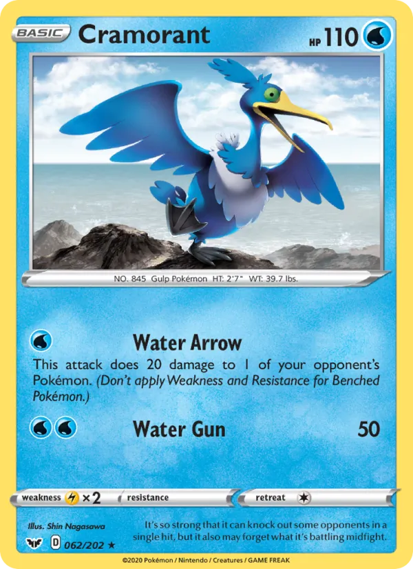 Cramorant Reverse Holo 062/202 Sword & Shield Pokémon Card