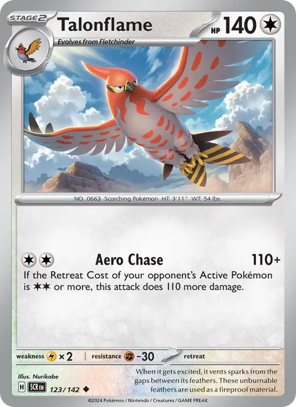 Talonflame Reverse Holo 123/142 Stellar Crown Pokémon Card