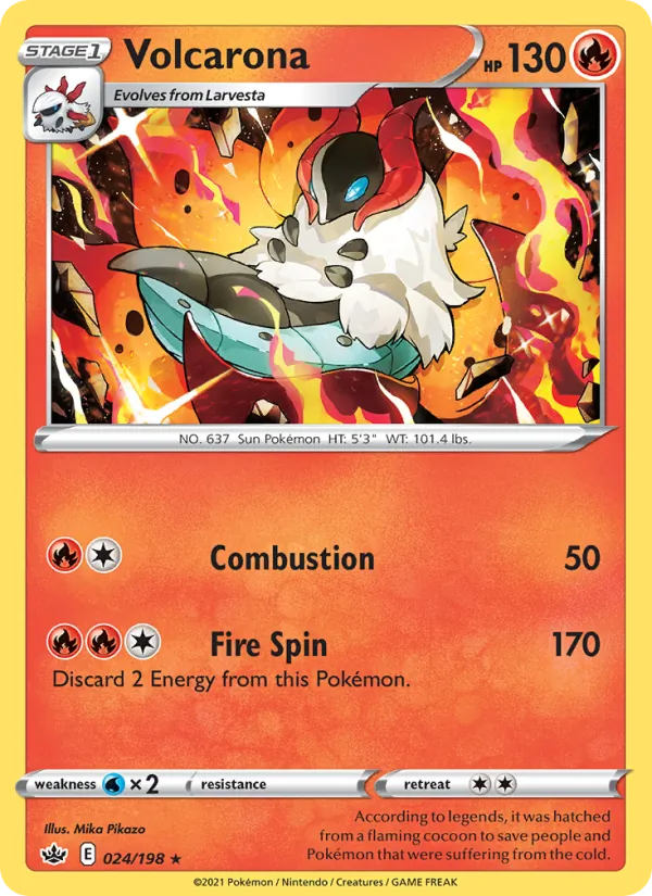 Volcarona Reverse Holo 024/198 Chilling Reign Pokémon Card