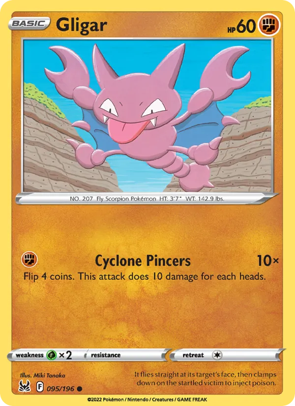 Gligar Reverse Holo 095/196 Lost Origin Pokémon Card