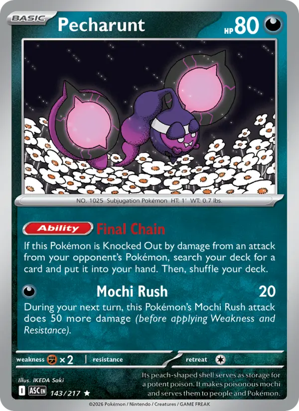 Pecharunt Reverse Holo 143/217 Ascended Heroes Pokémon Card