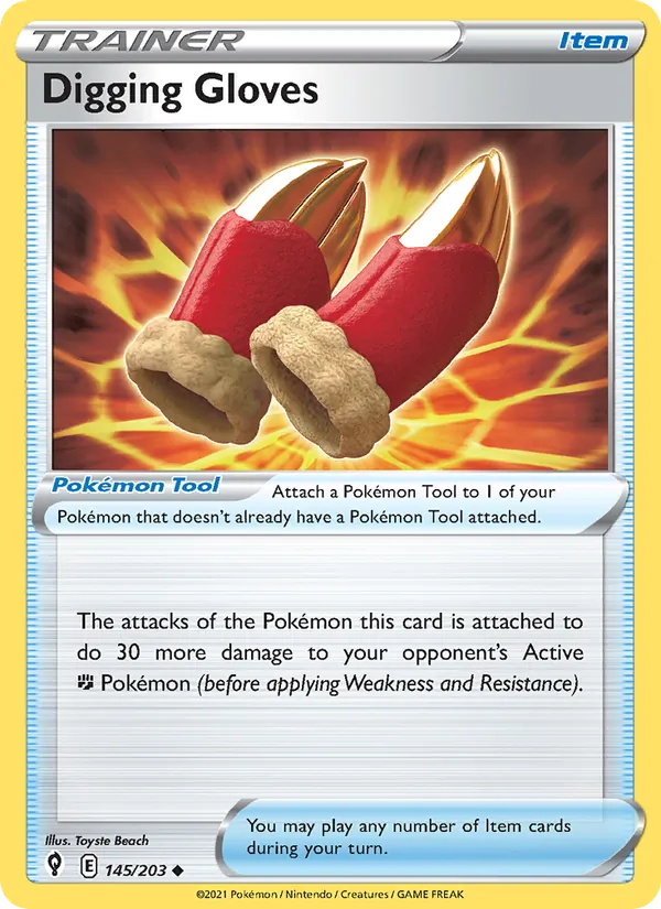 Digging Gloves Reverse Holo 145/203 Evolving Skies Pokémon Card