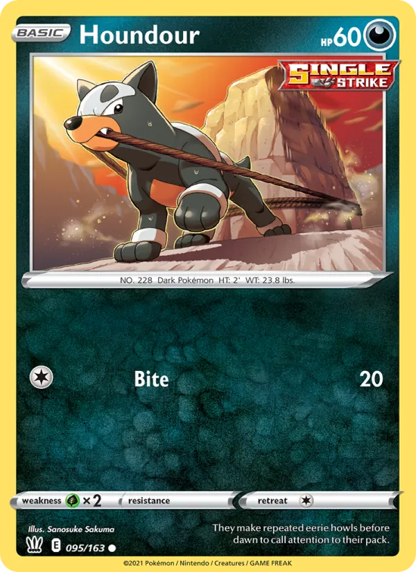 Houndour Reverse Holo 095/163 Battle Styles Pokémon Card