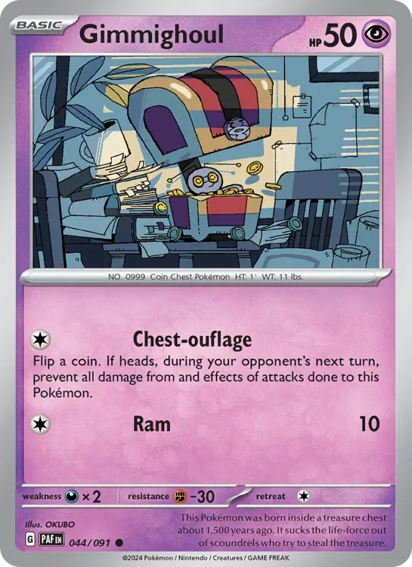Gimmighoul Reverse Holo 044/91 Paldean Fates Pokémon Card