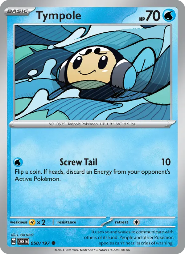 Tympole Reverse Holo 050/197 Obsidian Flames Pokémon Card