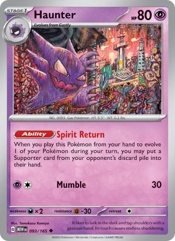 Haunter Normal 093/165 151 Pokémon Card