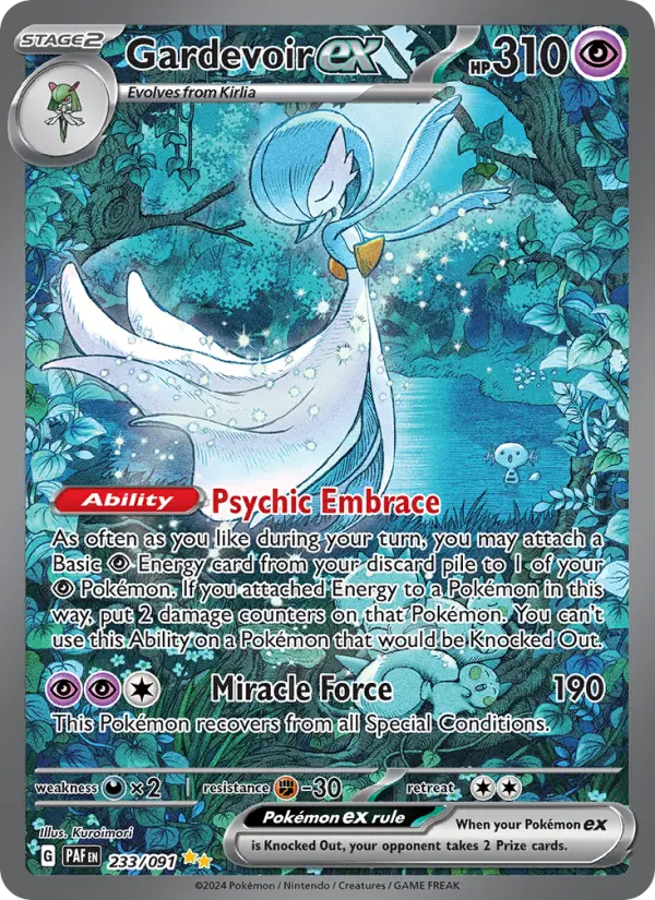 Gardevoir ex Holo 233/91 Paldean Fates Pokémon Card
