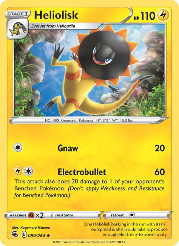 Heliolisk Reverse Holo 099/264 Fusion Strike Pokémon Card