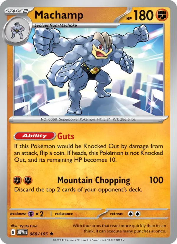 Machamp Reverse Holo 068/165 151 Pokémon Card