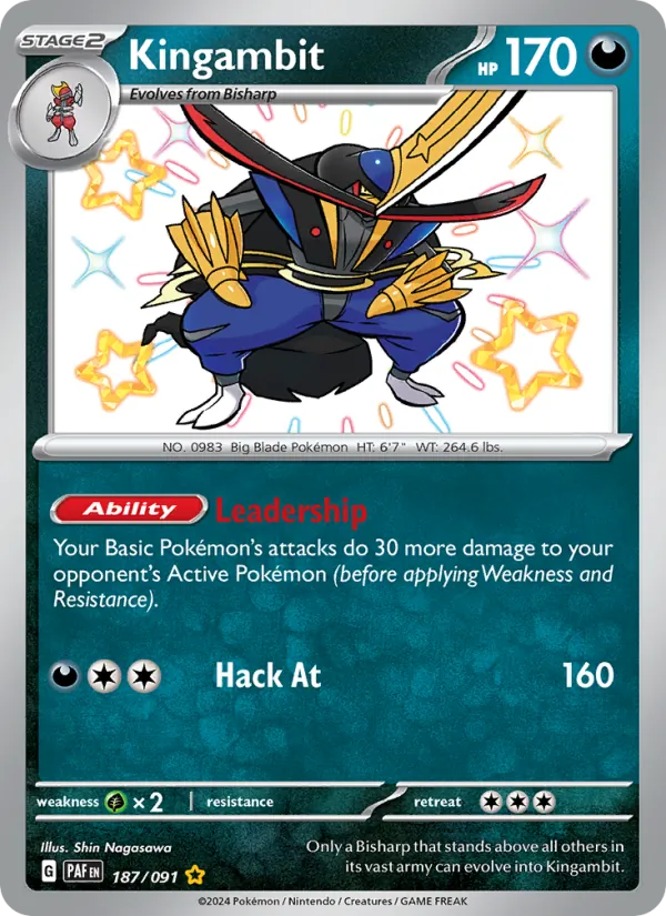 Kingambit Holo 187/91 Paldean Fates Pokémon Card