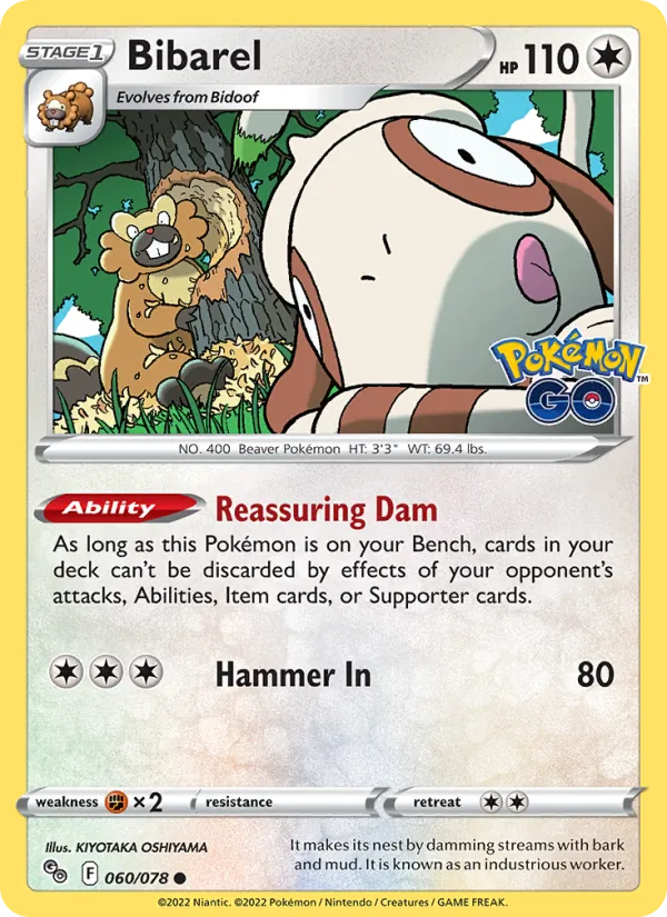 Bibarel Reverse Holo 060/78 Pokémon GO Pokémon Card