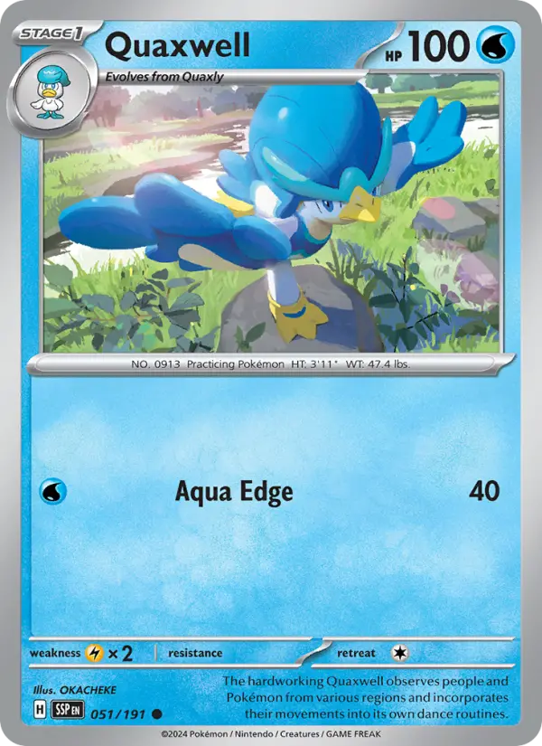 Quaxwell Reverse Holo 051/191 Surging Sparks Pokémon Card