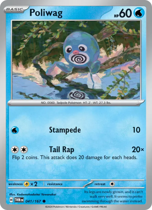 Poliwag Reverse Holo 041/167 Twilight Masquerade Pokémon Card