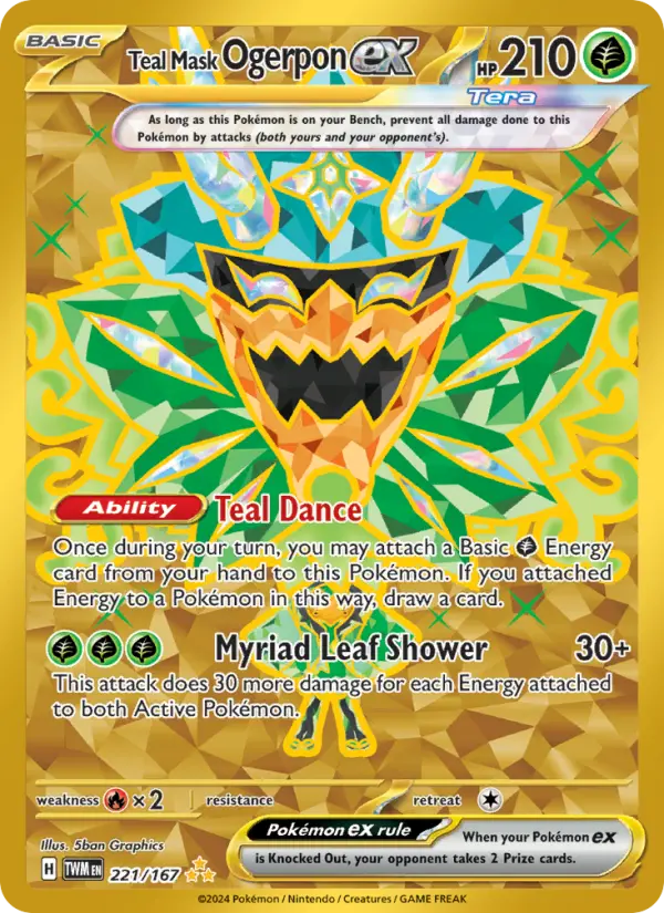 Teal Mask Ogerpon ex Holo 221/167 Twilight Masquerade Pokémon Card