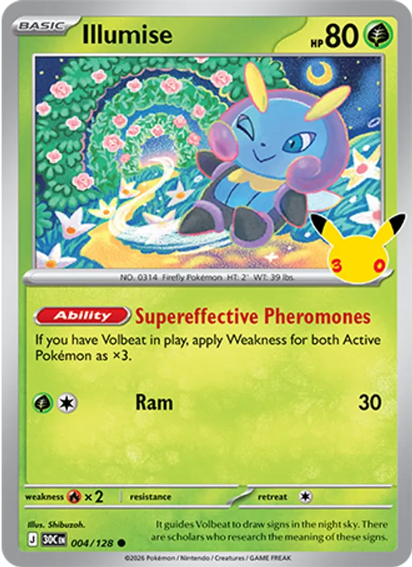 Illumise Normal 004/128 30th Celebration Pokémon Card