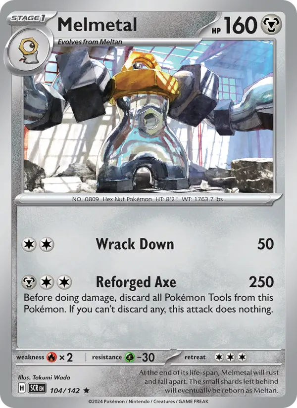 Melmetal Reverse Holo 104/142 Stellar Crown Pokémon Card