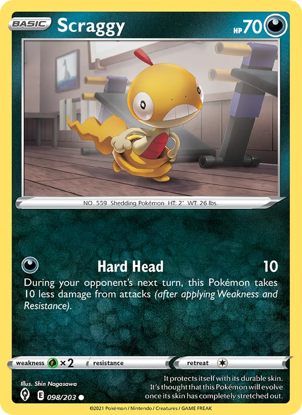 Scraggy Reverse Holo 098/203 Evolving Skies Pokémon Card