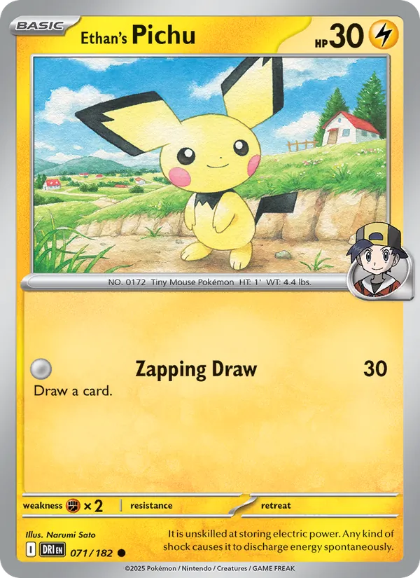 Ethan's Pichu Normal 071/182 Destined Rivals Pokémon Card
