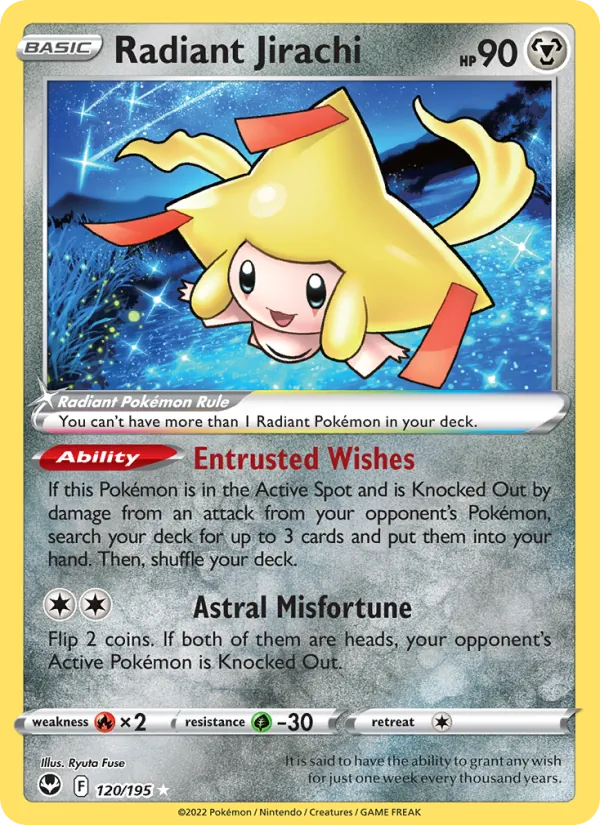 Radiant Jirachi Holo 120/195 Silver Tempest Pokémon Card