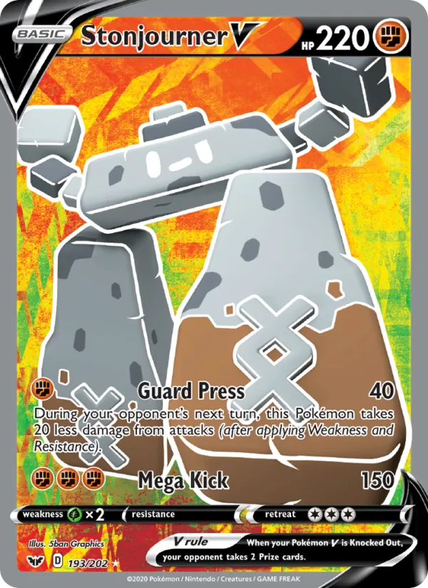 Stonjourner V Holo 193/202 Sword & Shield Pokémon Card