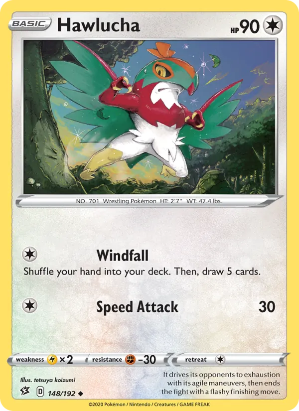 Hawlucha Reverse Holo 148/192 Rebel Clash Pokémon Card