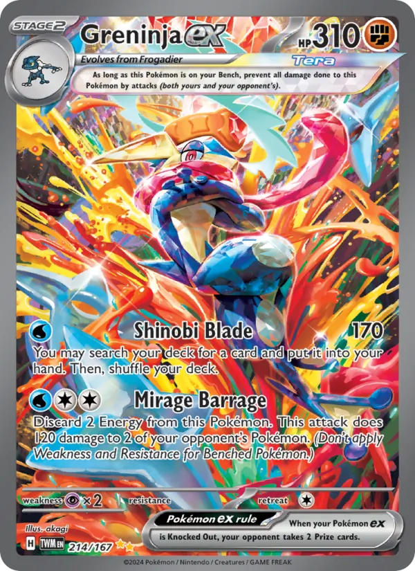 Greninja ex Holo 214/167 Twilight Masquerade Pokémon Card